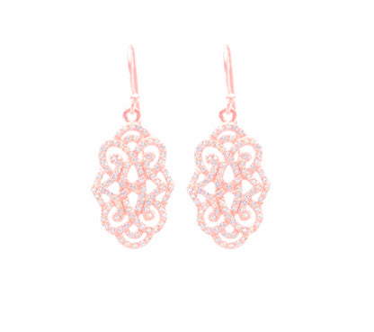 Infinite Love Drop Earrings with White Topaz Pave, Rose Gold