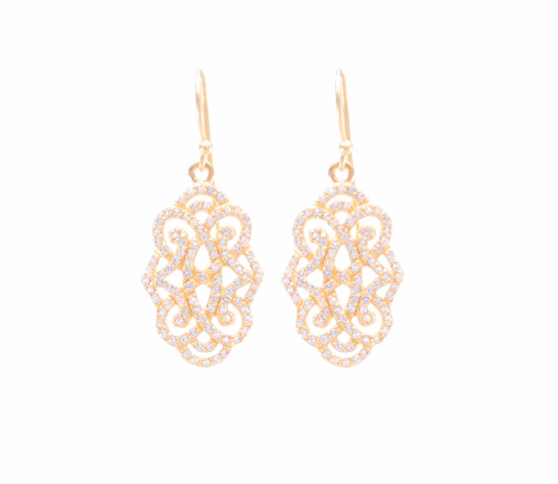 Infinite Love Drop Earrings with White Topaz Pave, Rose Gold