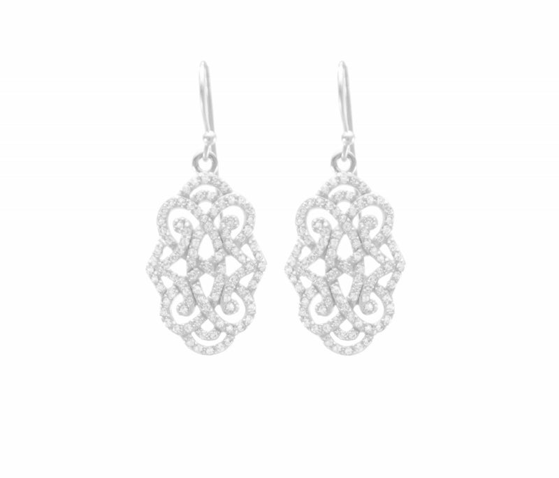 Infinite Love Drop Earrings with White Topaz Pave, Rose Gold