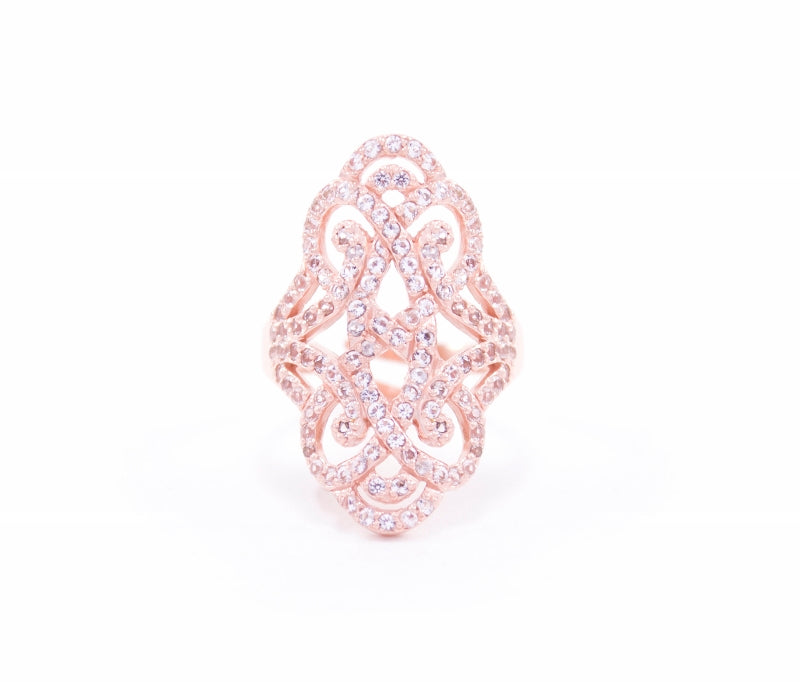 Infinite Love Pave Adjustable Ring, Rose Gold, White Topaz