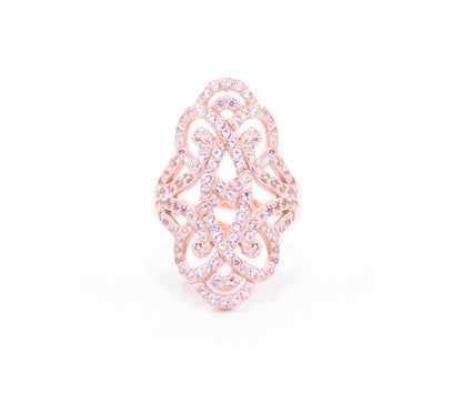Infinite Love Pave Adjustable Ring, Rose Gold, White Topaz