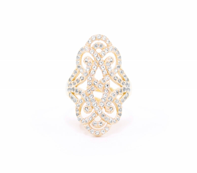 Infinite Love Pave Adjustable Ring - 18k Gold - White Topaz