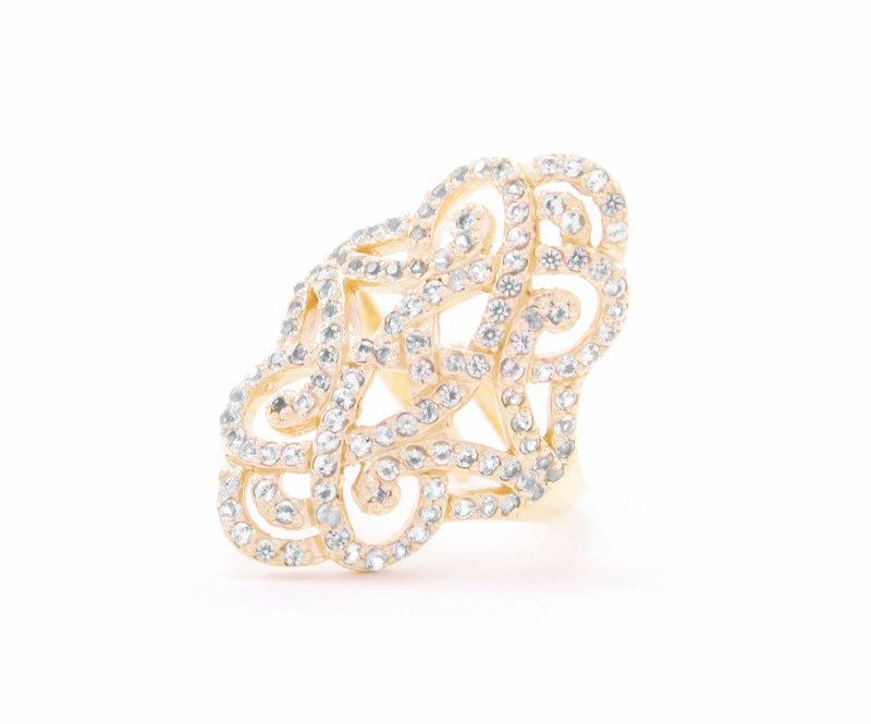 Infinite Love Pave Adjustable Ring - 18k Gold - White Topaz