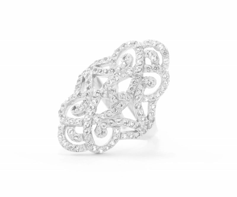 Infinite Love Pave Adjustable Ring - 18k Gold - White Topaz