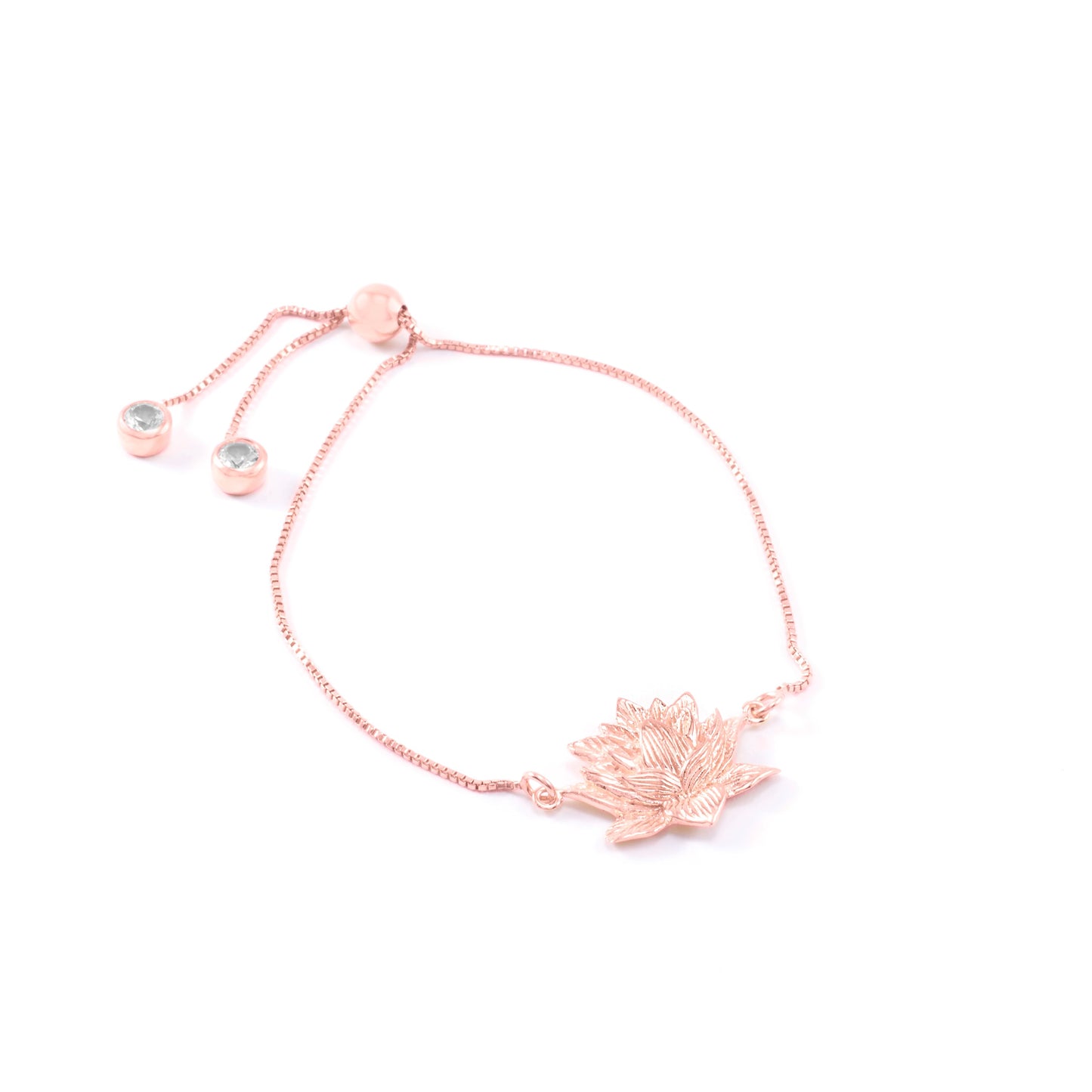 Awakened Lotus Adjustable Bracelet, Rose Gold