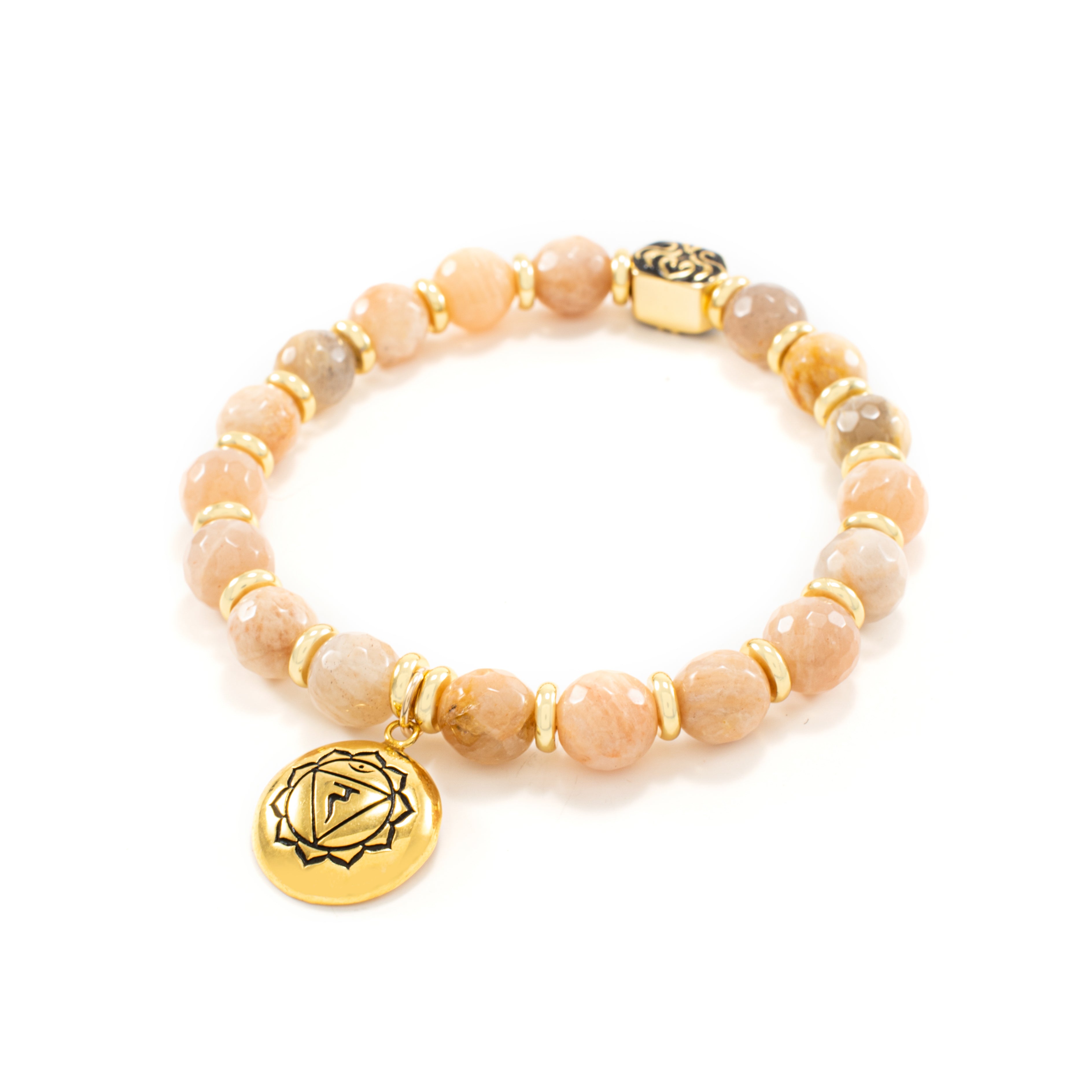 Solar Plexus Chakra Activation Bracelet Sunstone, 18k Gold Finish