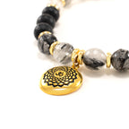 Pulsera de Activación de Corona de Chakra, Cuarzo Rutilado y Ónix