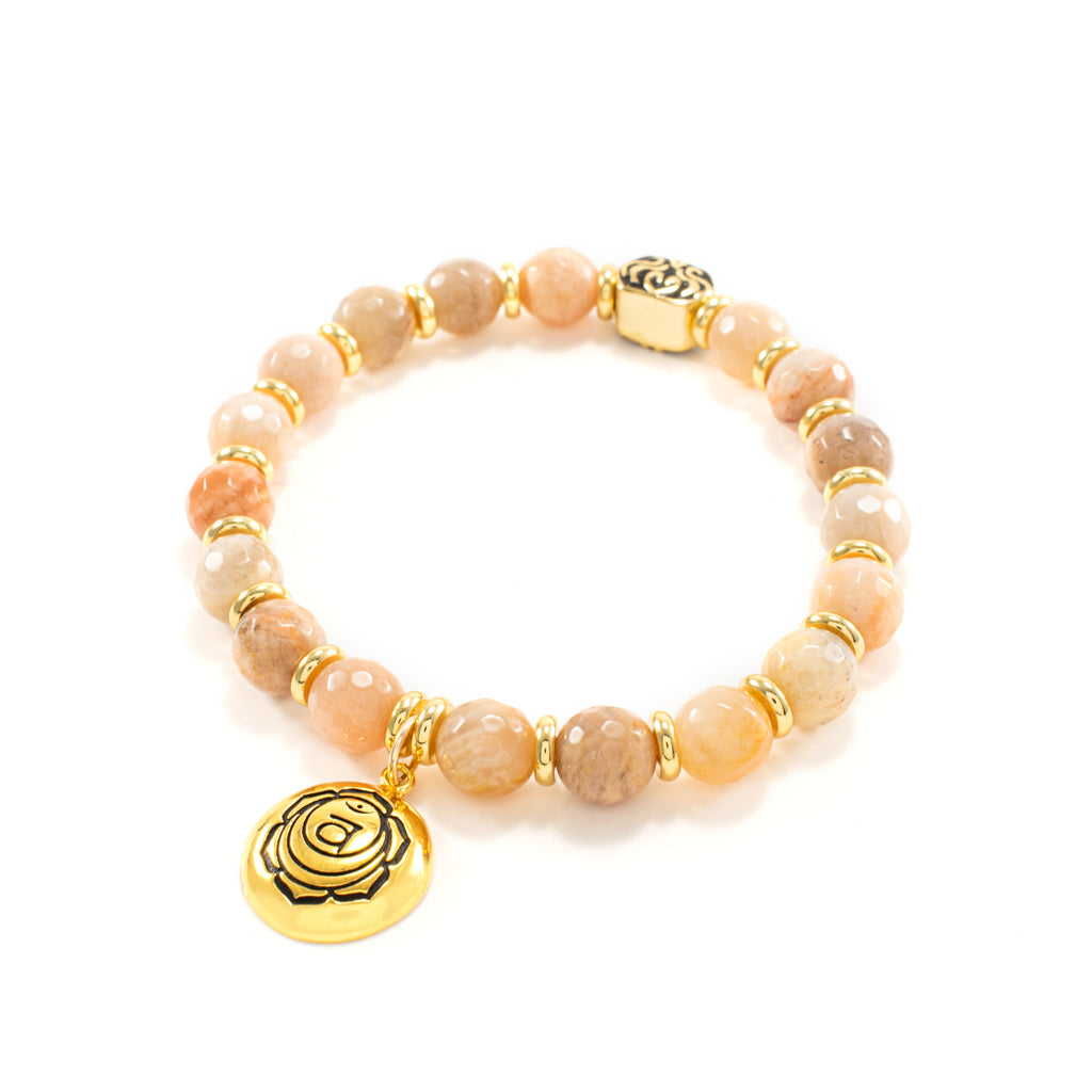 Sacral Chakra Activation Sunstone Bracelet, 18k Gold Finish