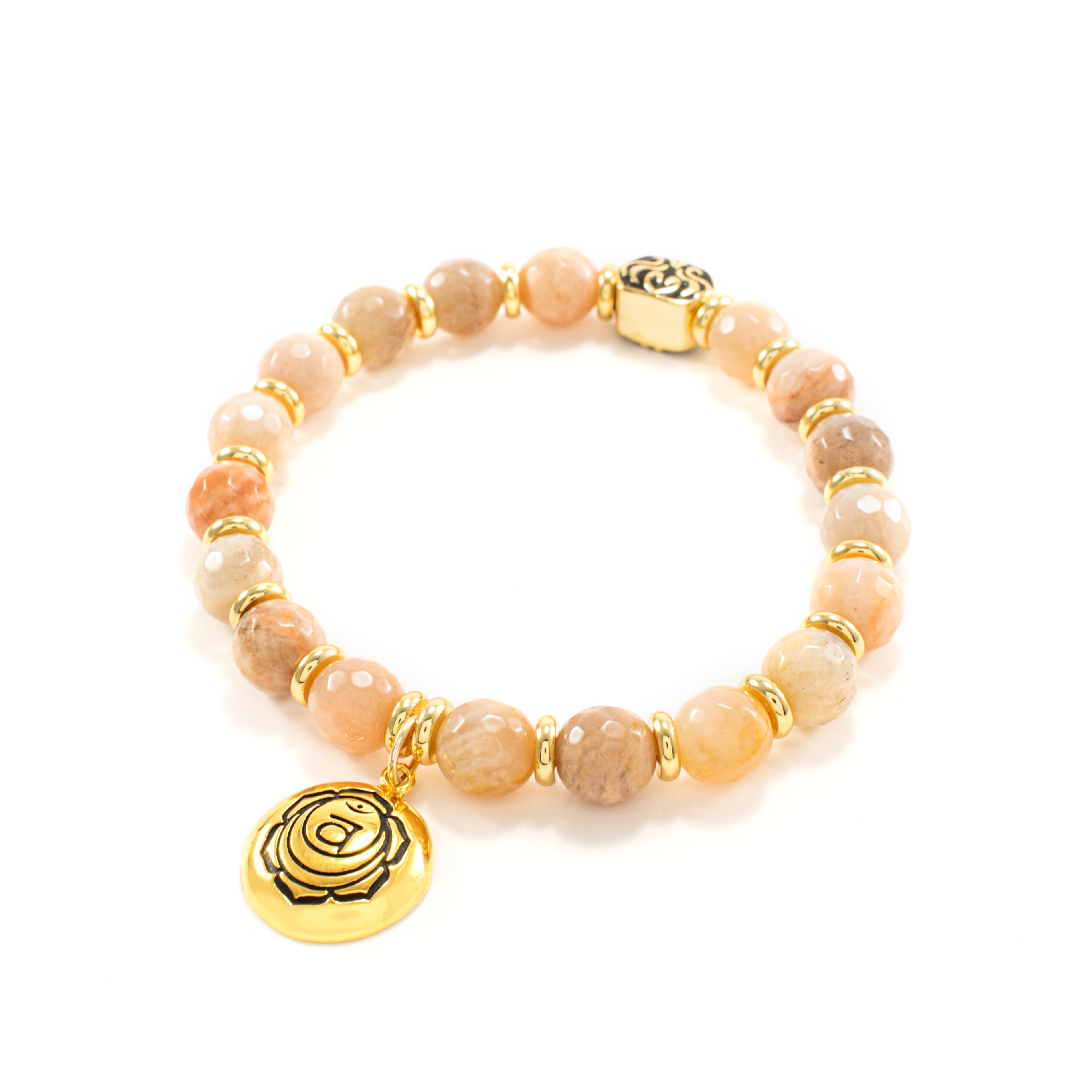 Sacral Chakra Activation Sunstone Bracelet, 18k Gold Finish