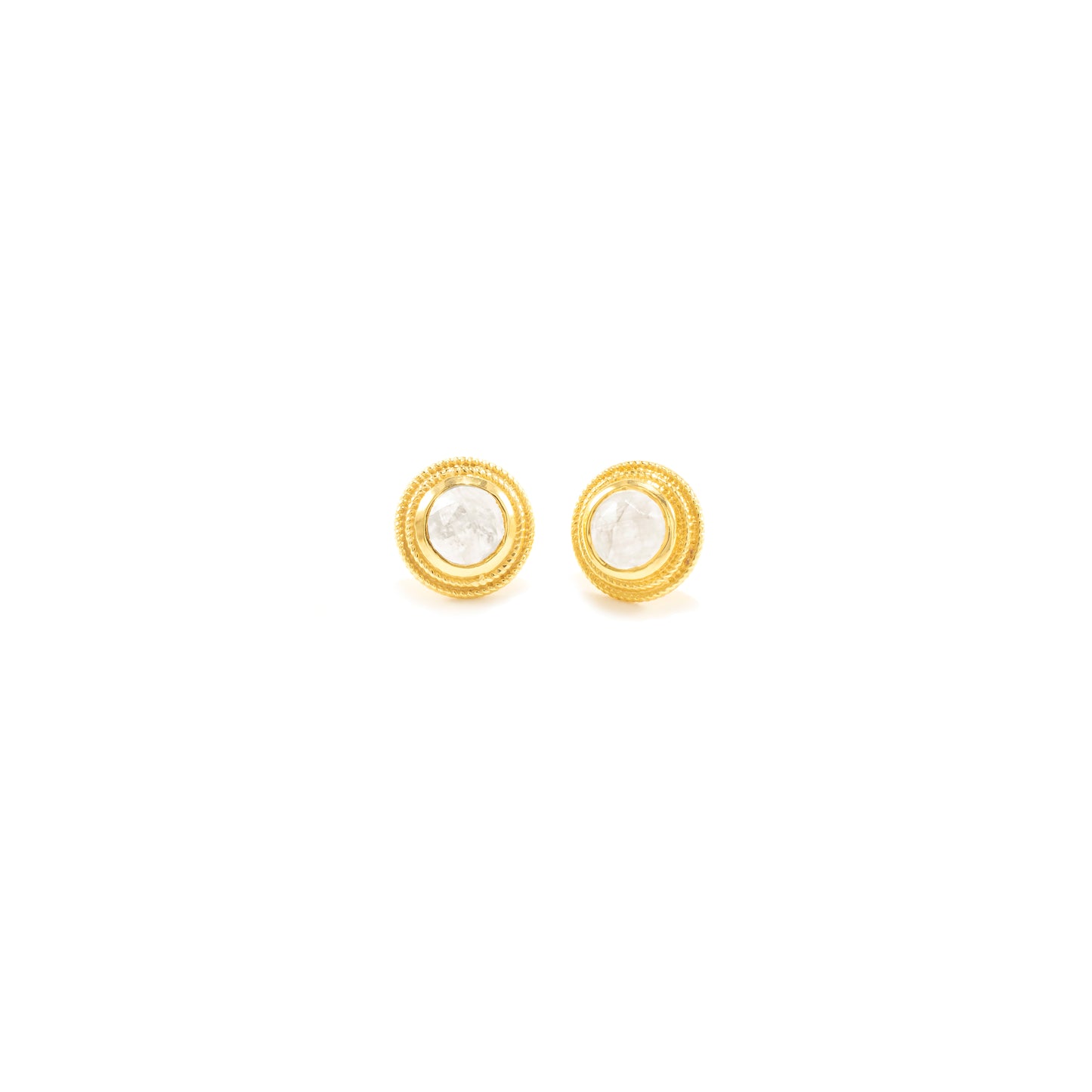 Moonstone Goddess Glow Stud Earrings, 18k Gold over Sterling Silver