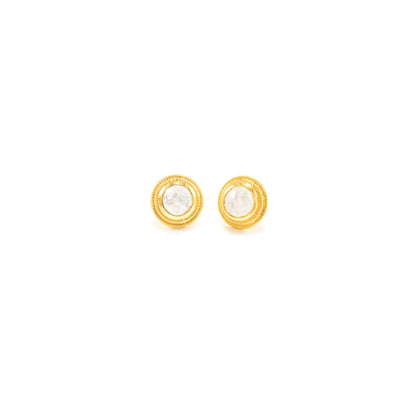 Moonstone Goddess Glow Stud Earrings, 18k Gold over Sterling Silver