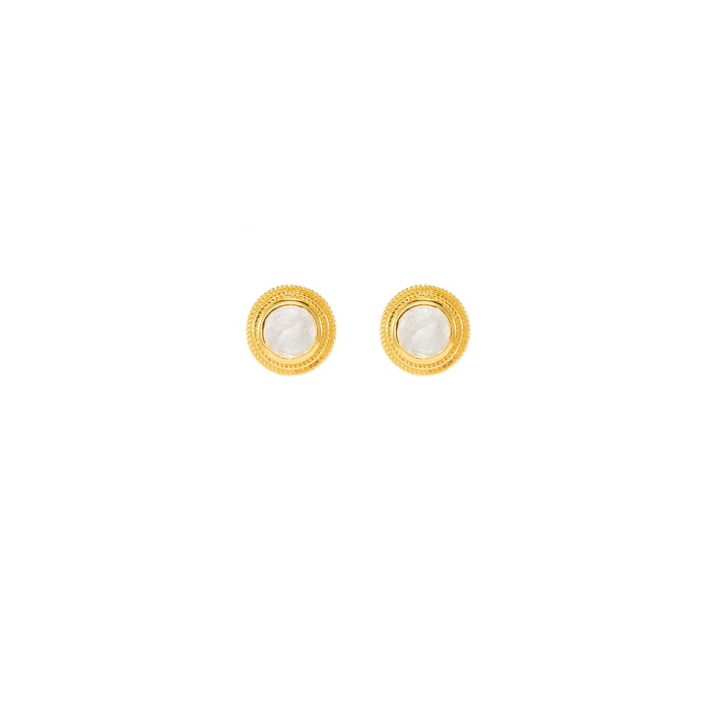 Moonstone Goddess Glow Stud Earrings, 18k Gold over Sterling Silver