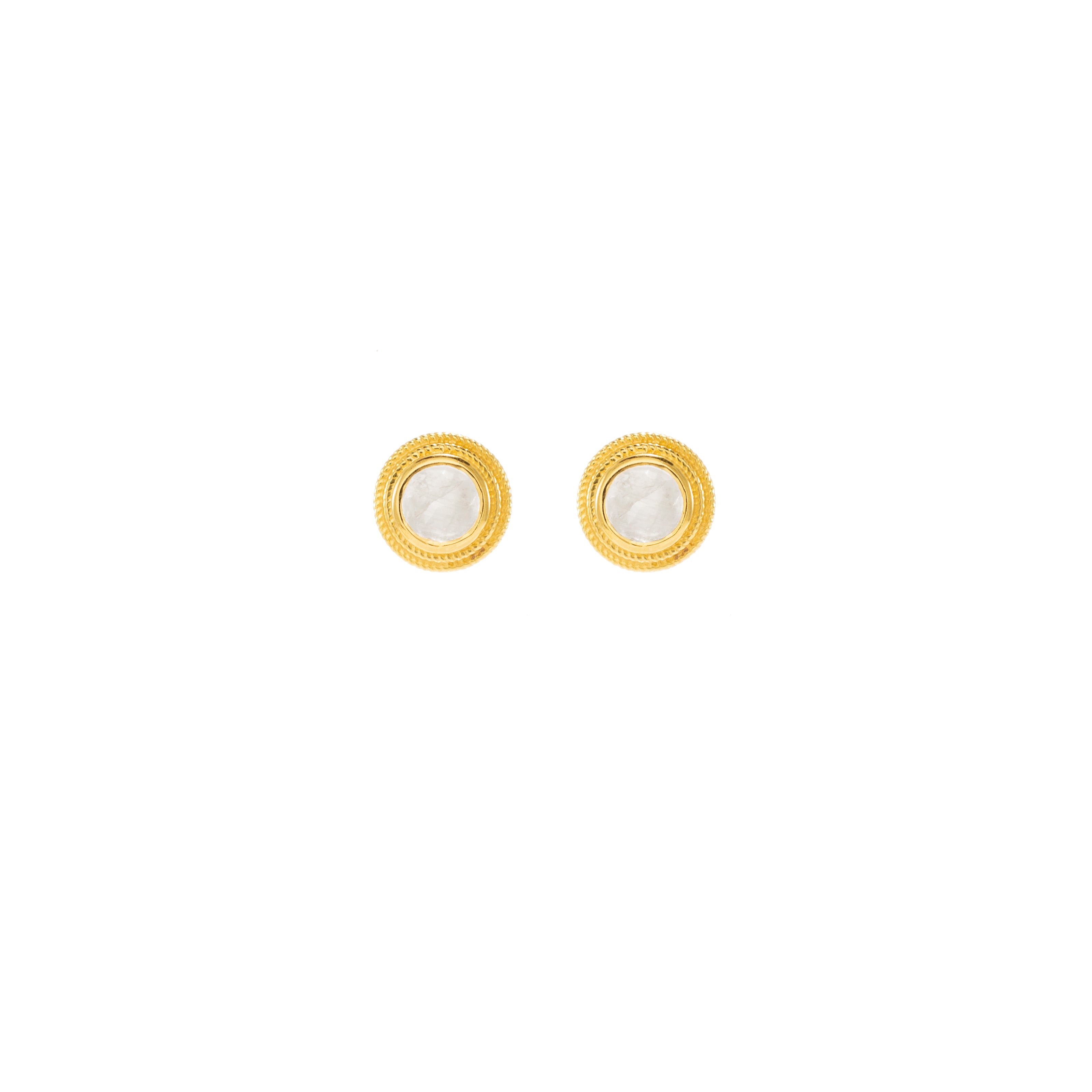 Moonstone Goddess Glow Stud Earrings, 18k Gold over Sterling Silver