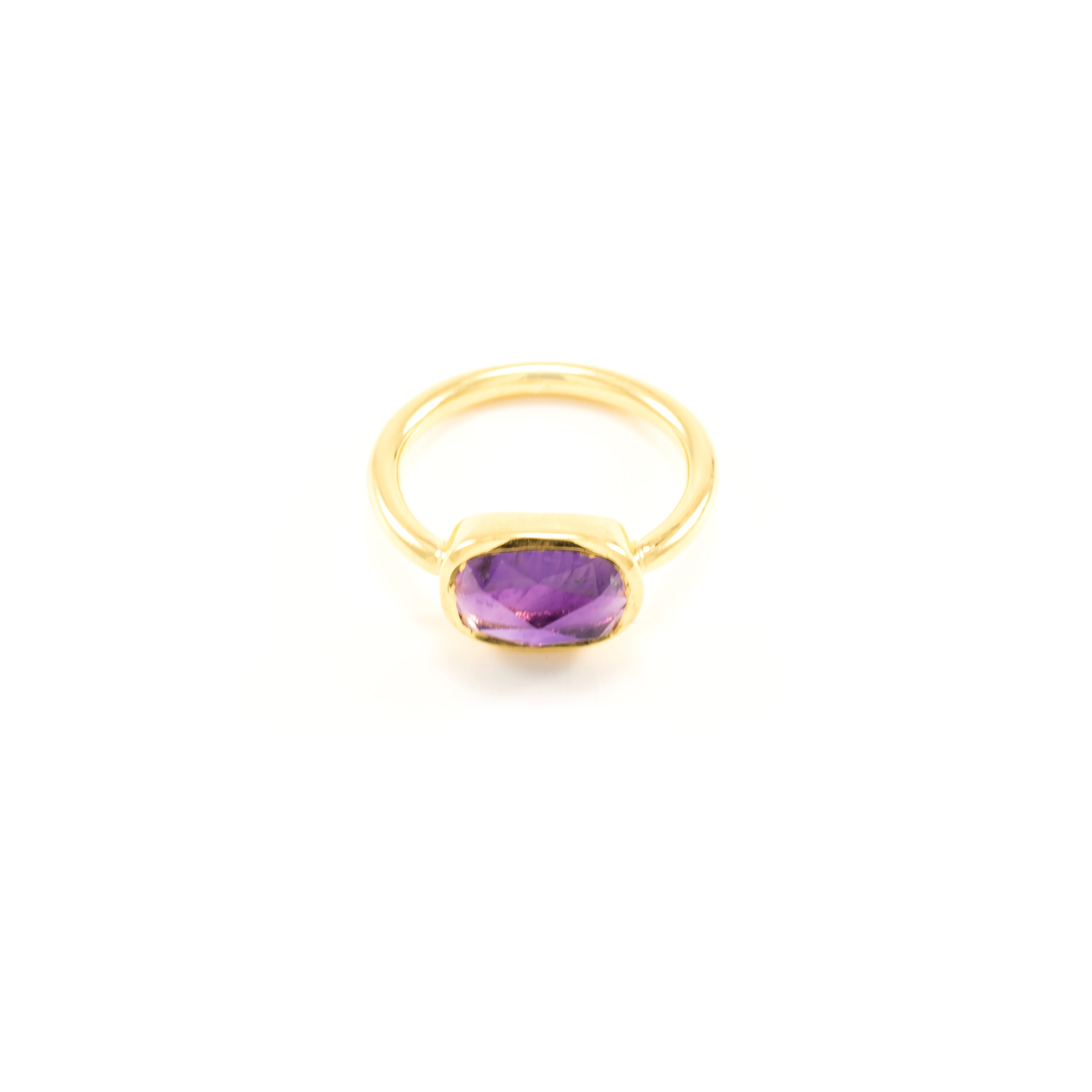Amethyst Higher Consciousness Minimalist Ring