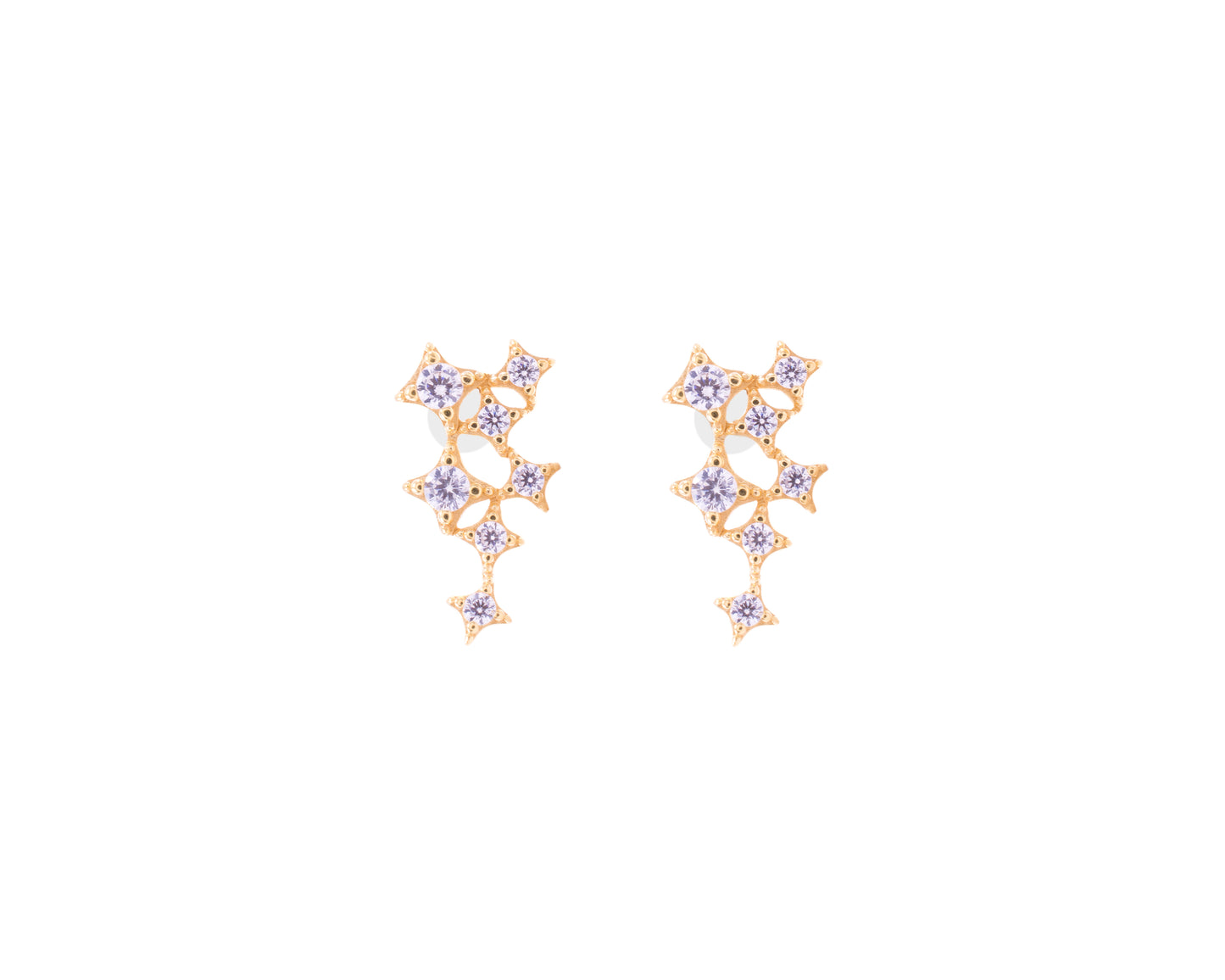 Star Cluster Stud Earring with Zirconia Diamond, 18k Gold
