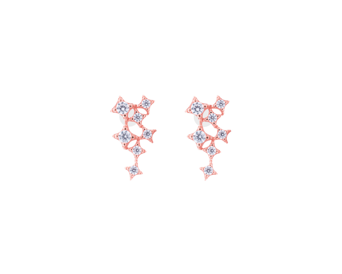 Star Cluster Stud Earring with Zirconia Diamond, Rose Gold Vermeil