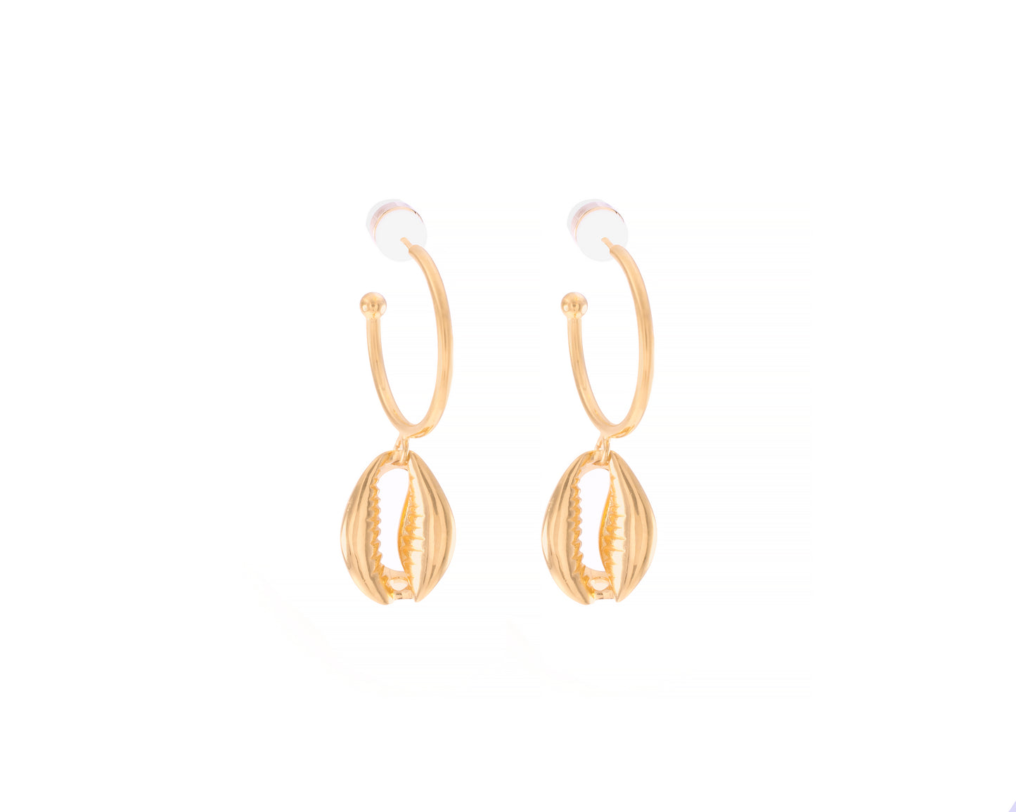 Cowrie Shell Hoop Earrings 18k Gold Over Sterling Silver