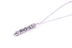 OM MANI PADME HUM Sterling Silver White Topaz Prayer Necklace - White Rhodium - 22 inches
