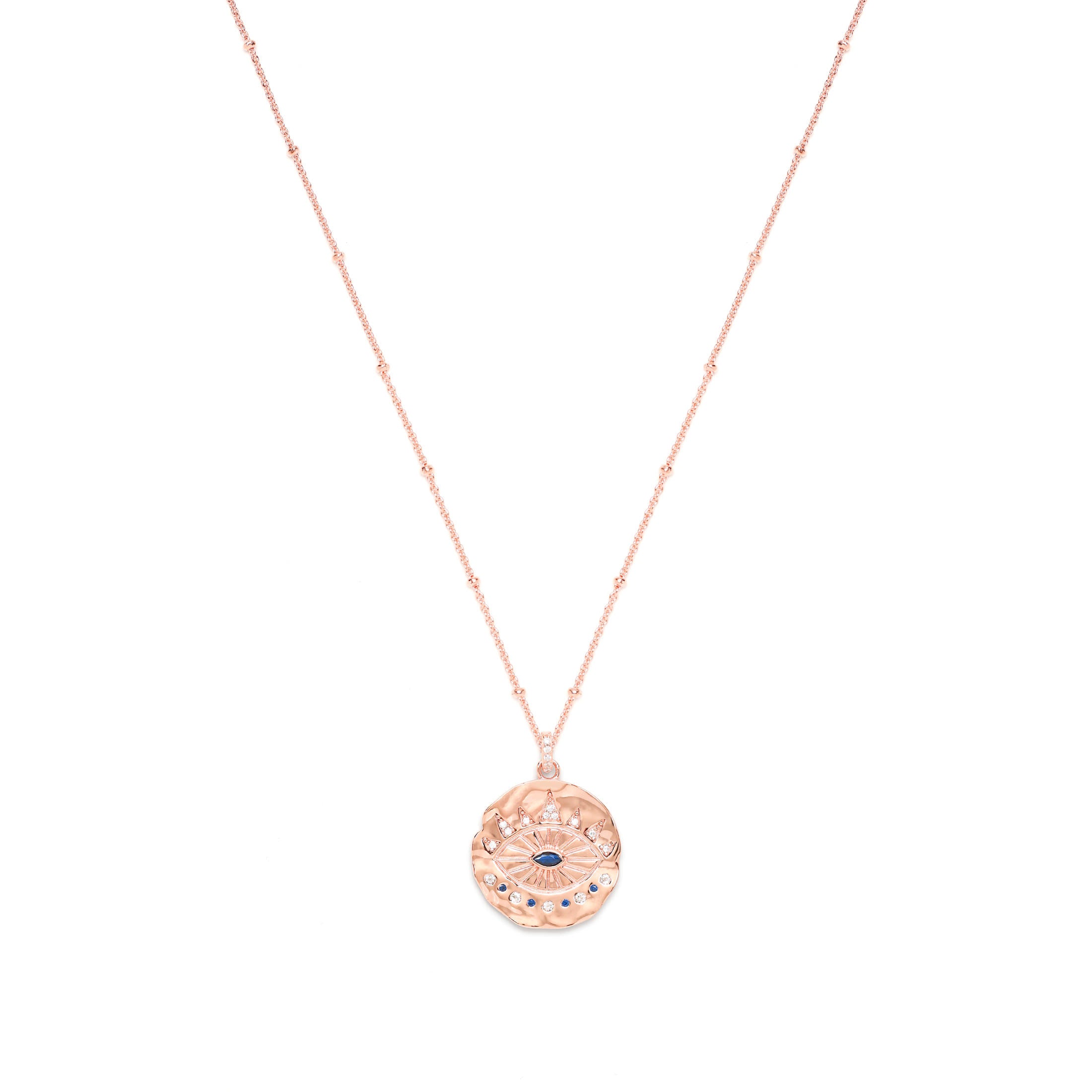 Evil Eye Protection Necklace – Sapphire & White Topaz – 18K Gold Over Sterling Silver