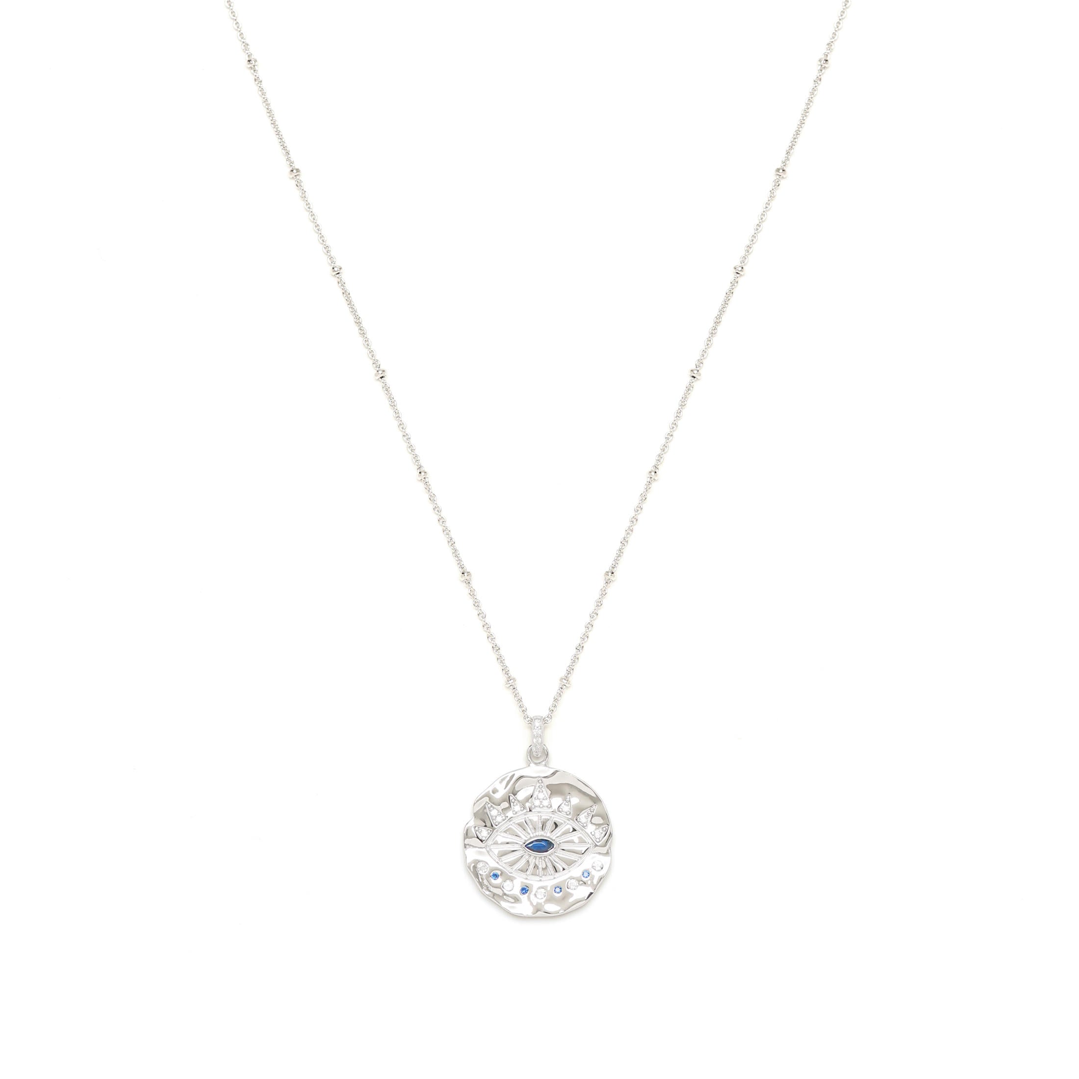 Evil Eye Protection Necklace – Sapphire & White Topaz – 18K Gold Over Sterling Silver