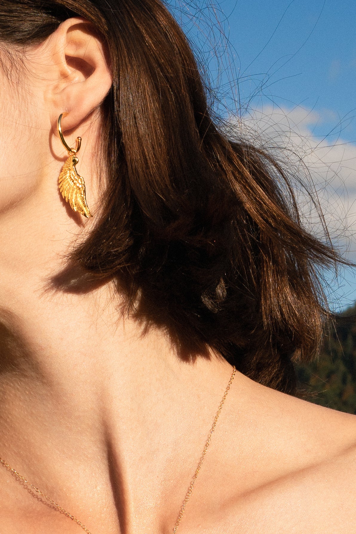 Angel Wing Small Hoop Earrings 18K Gold Over Sterling Silver *Seen in Vogue Italy