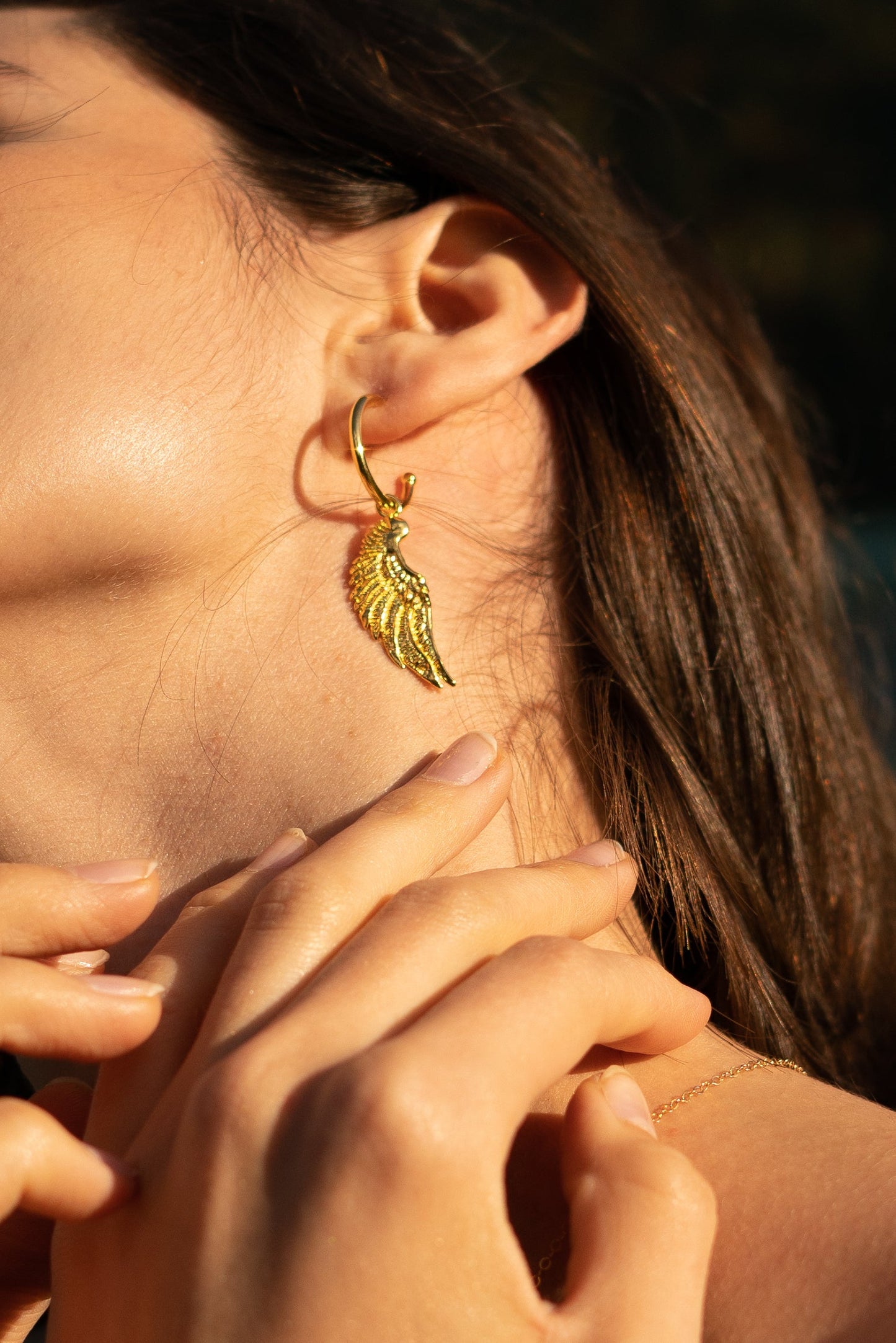 Angel Wing Small Hoop Earrings Rose Gold Over Sterling Silver