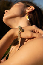 Pulsera de Aventurina para Activar el Chakra del Corazón, Bañada en Oro de 18K