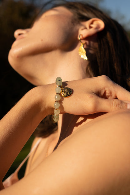 Heart Chakra Activation Aventurine Bracelet, 18K Gold Plated