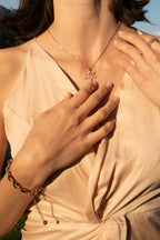 Illuminate Lotus Necklace – White Topaz Pavé – Rose Gold Spiritual Jewelry
