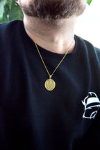Flower of Life Necklace – White Rhodium – All Gender Sacred Geometry Jewelry