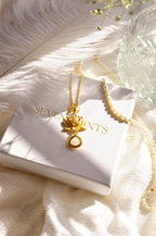 Goddess Lotus Necklace – Moonstone – White Rhodium Spiritual Jewelry