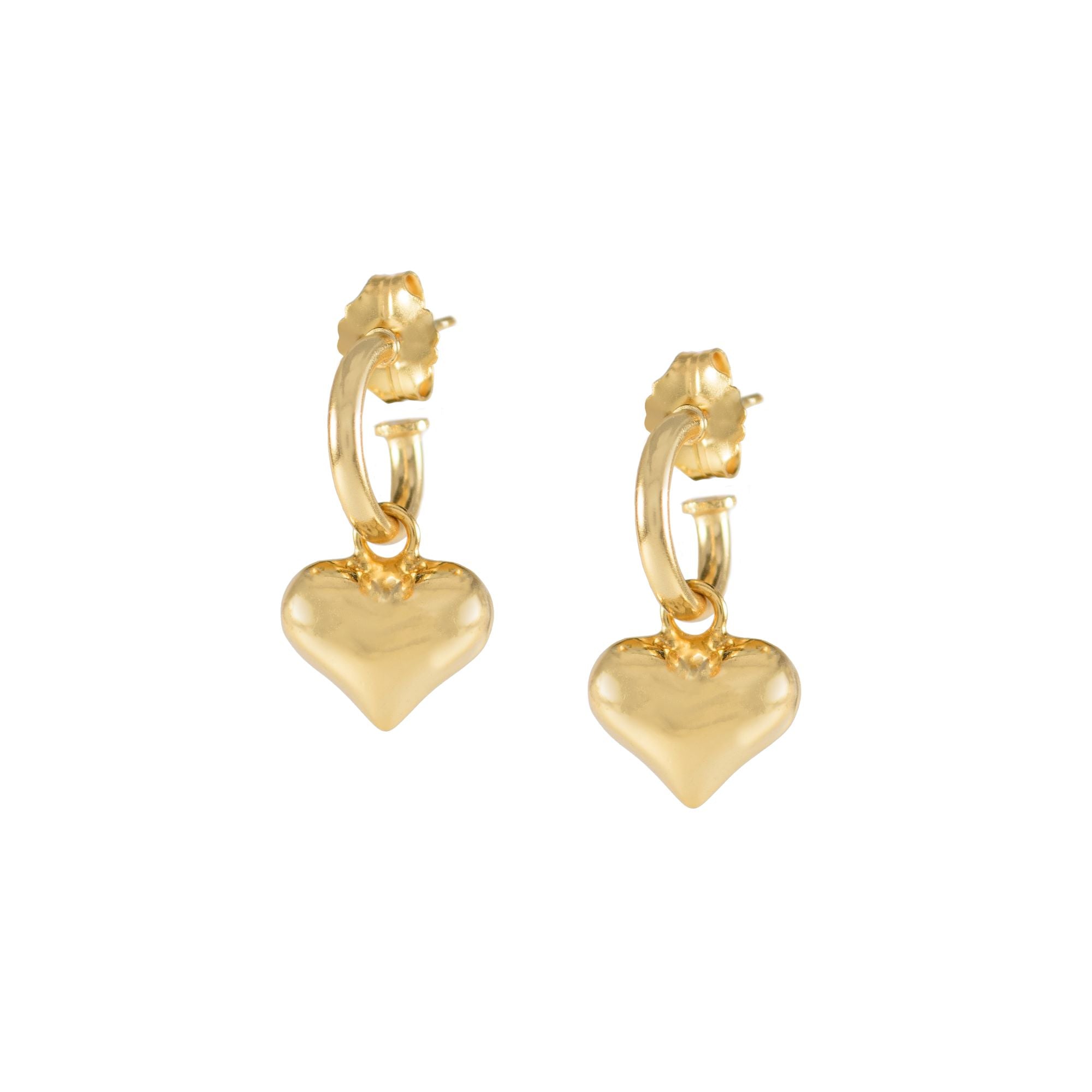 Puffy Heart Dangle Hoop Earrings Spiritual & Minimalist Jewelry - Rose Gold