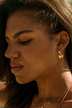 Puffy Heart Dangle Hoop Earrings Spiritual & Minimalist Jewelry - White