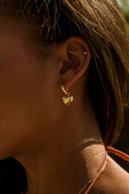 Puffy Heart Dangle Hoop Earrings Spiritual & Minimalist Jewelry - White