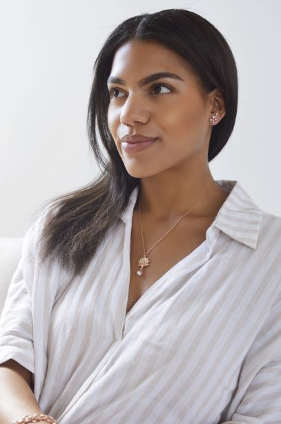 Star Cluster Stud Earring with Zirconia Diamond, White Rhodium Finish