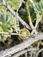 Luck & Prosperity Sri Yantra Friendship Bracelet – Sage Green in White Rhodium, One Size