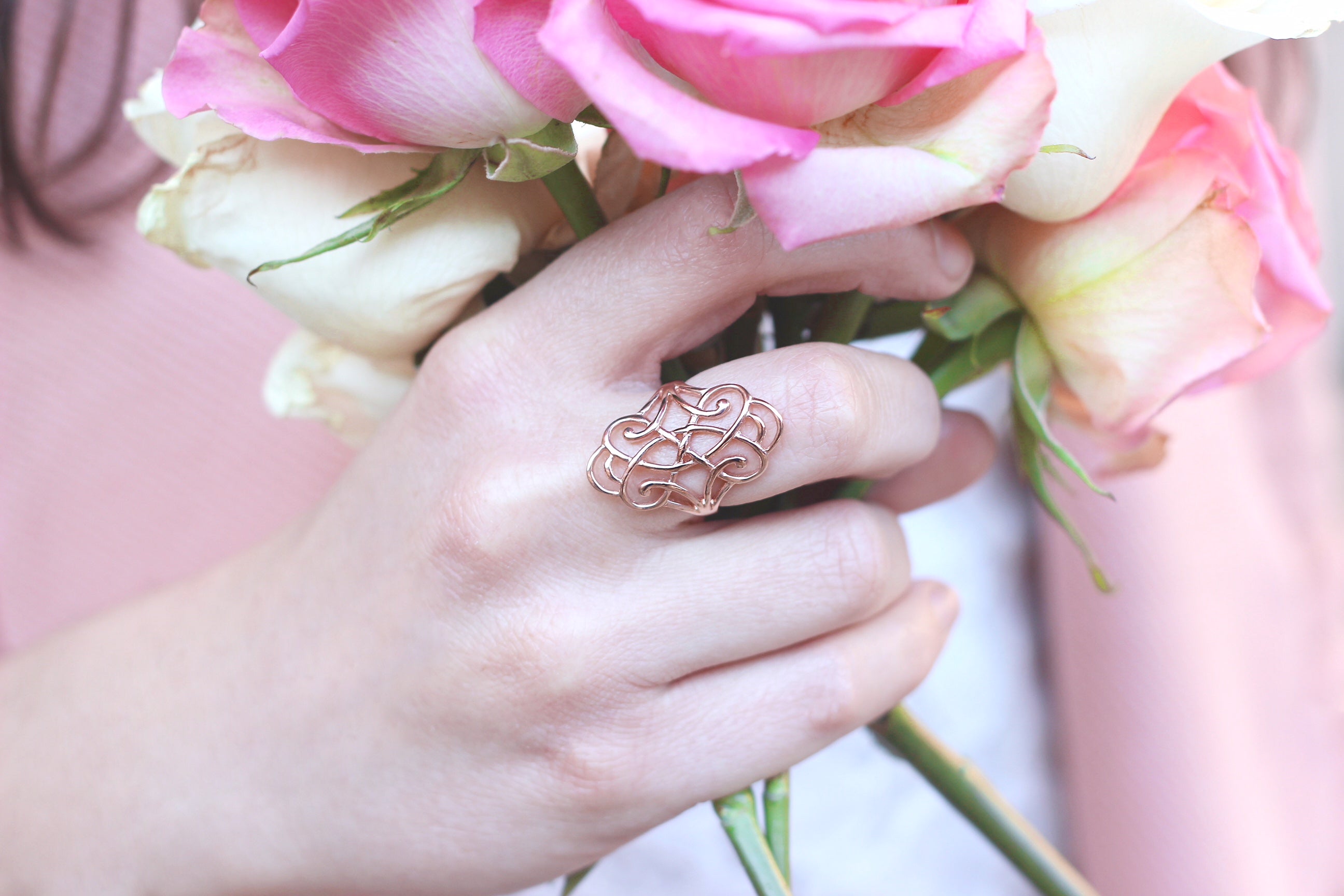 Infinite Love - Adjustable Ring - White Rhodium