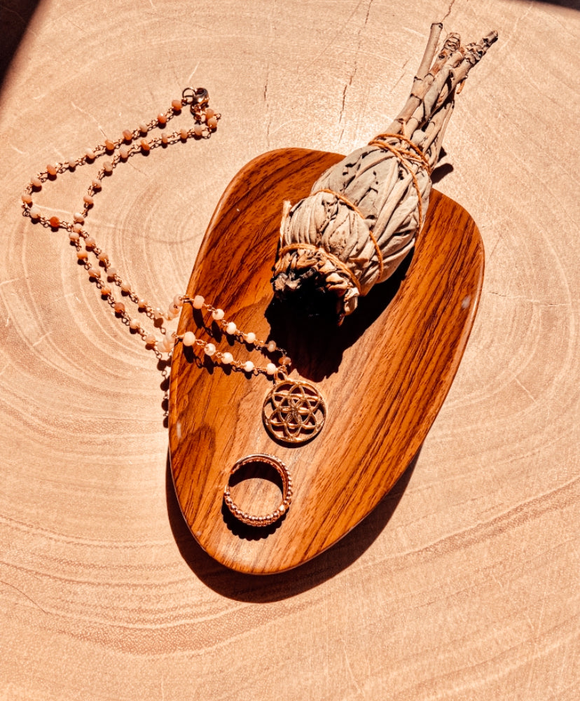 Spiritual Radiance Seed of Life Necklace – Pink Opal – 18K Gold Finish