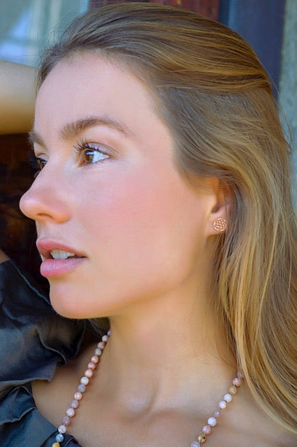 Flower of Life Stud Earrings - White Rhodium