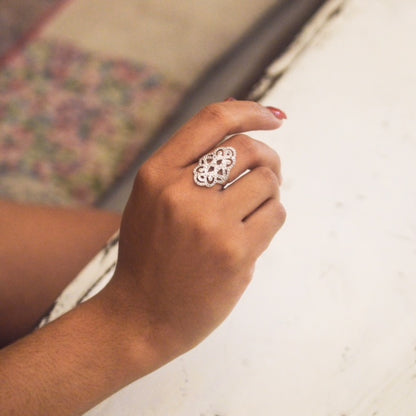 Infinite Love Pave Adjustable Ring, 18k Gold, White Topaz