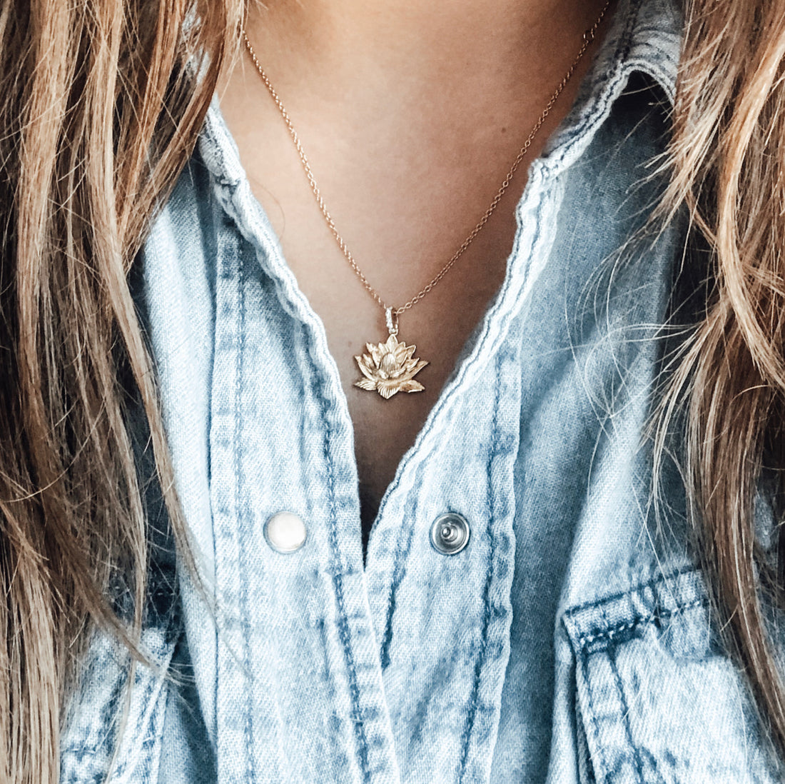 Awakened Lotus Necklace, 18K Gold