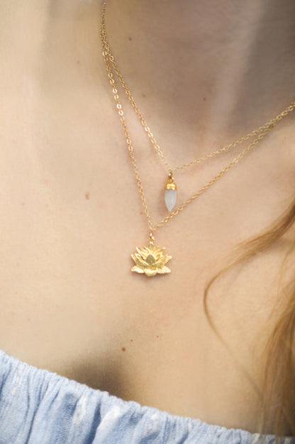 Awakened Lotus Necklace, 18K Gold
