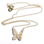 Collar Mariposa Espíritu Elegante - Rodio Blanco con Diamantes de Circonita cúbica Pavé Joyería Espiritual