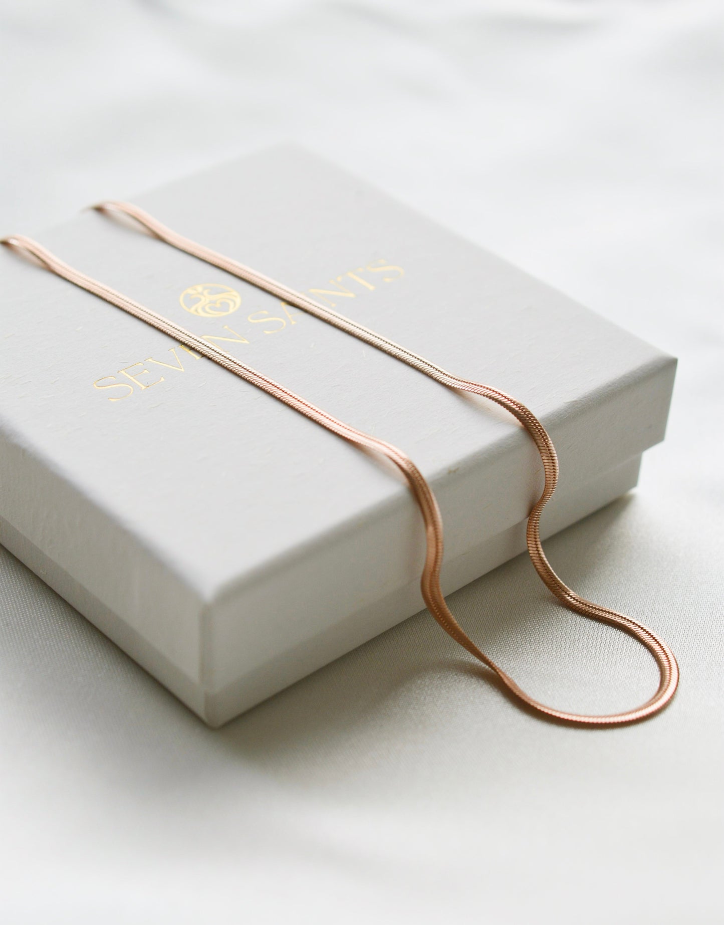 Herringbone Chain Necklace, White Rhodium Over Sterling Silver