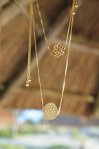 Flower of Life Reversible Y-Lariat Choker Necklace – 18K Gold Spiritual Jewelry