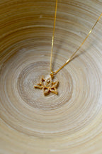 Illuminate Lotus Necklace – White Topaz Pavé – Rose Gold Spiritual Jewelry