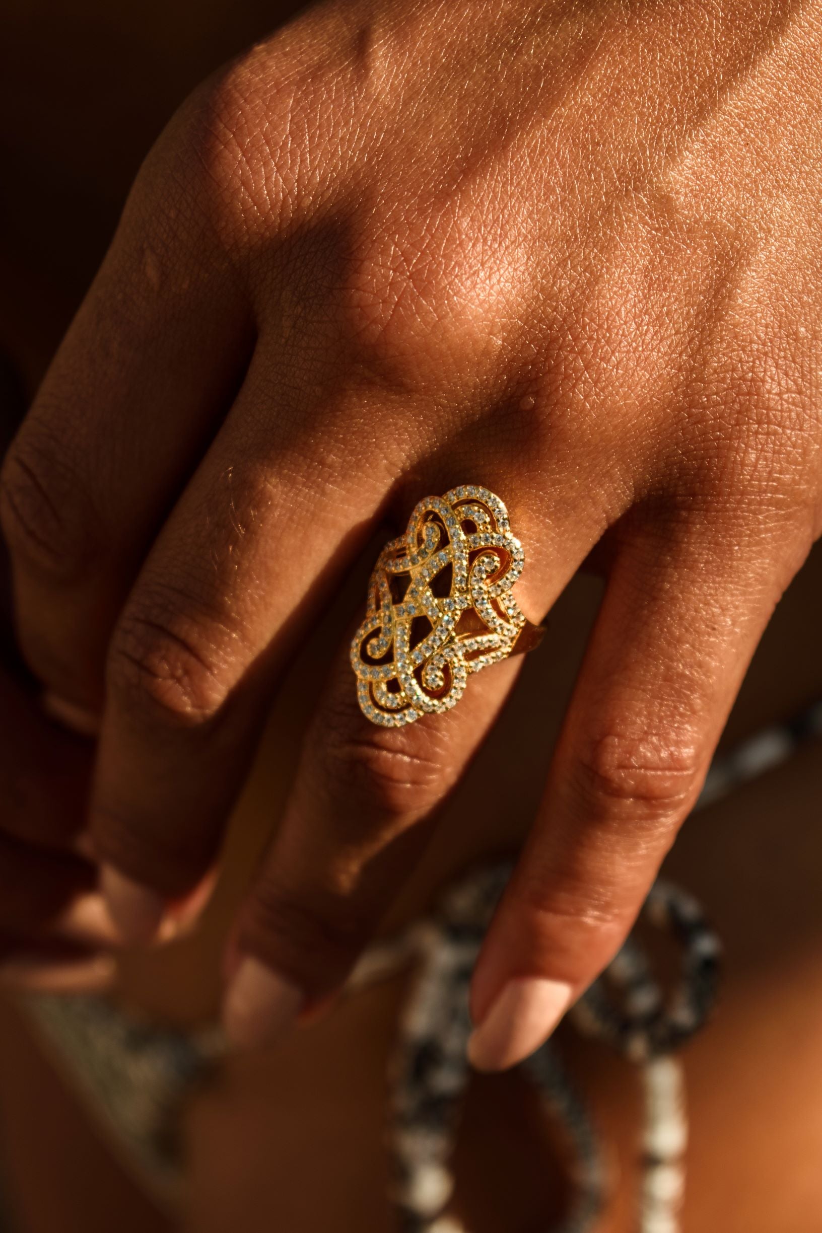 Infinite Love Pave Adjustable Ring - 18k Gold - White Topaz