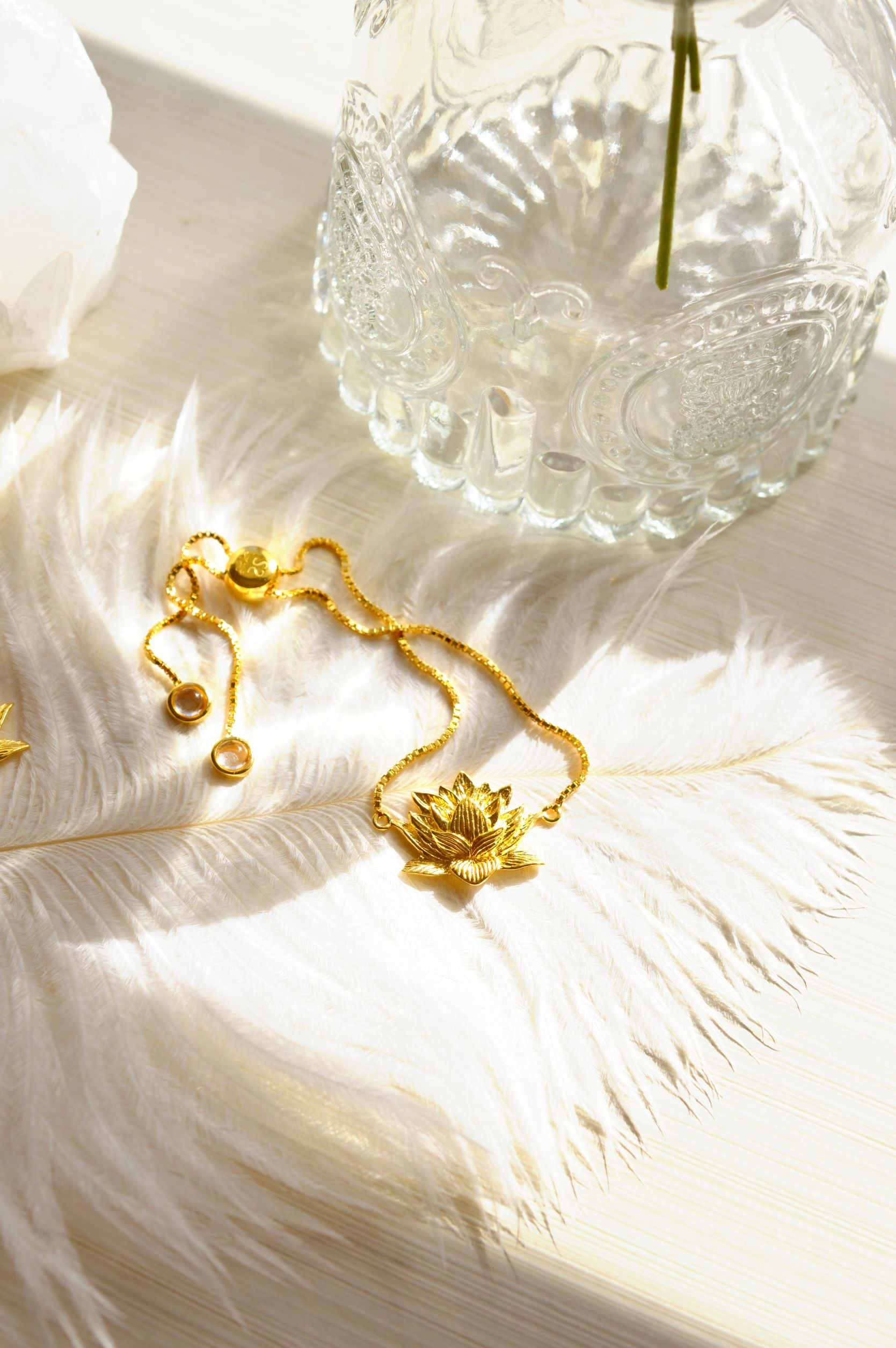 Awakened Lotus Adjustable Bracelet - White Rhodium