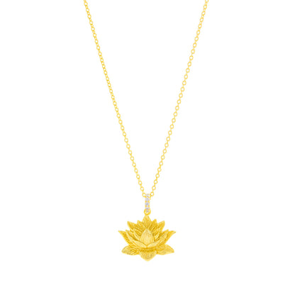 Awakened Lotus Necklace, 18K Gold