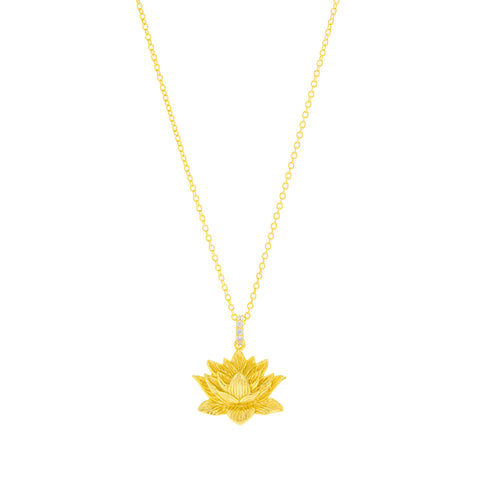 Awakened Lotus Necklace, 18K Gold